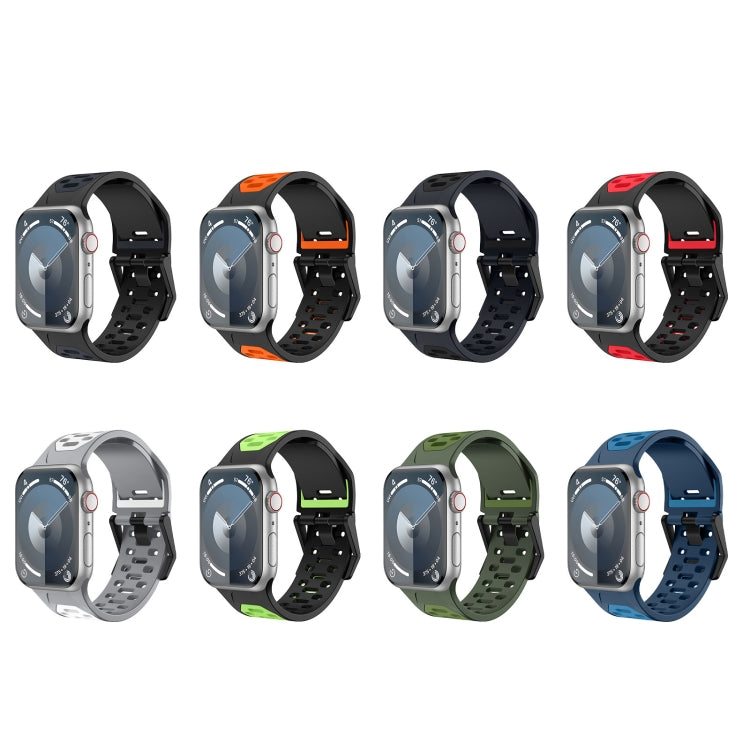 For Apple Watch Series 4 44mm Meteorite Two-color Silicone Watch Band(Grey Black)