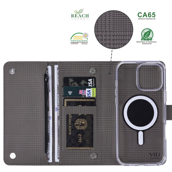 For Samsung Galaxy S24 Ultra 5G ViLi GHB-C Series RFID MagSafe Magnetic Flip Leather Phone Case(Grey)