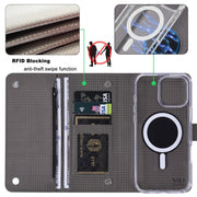 For Samsung Galaxy S24 Ultra 5G ViLi GHB-C Series RFID MagSafe Magnetic Flip Leather Phone Case(Grey)