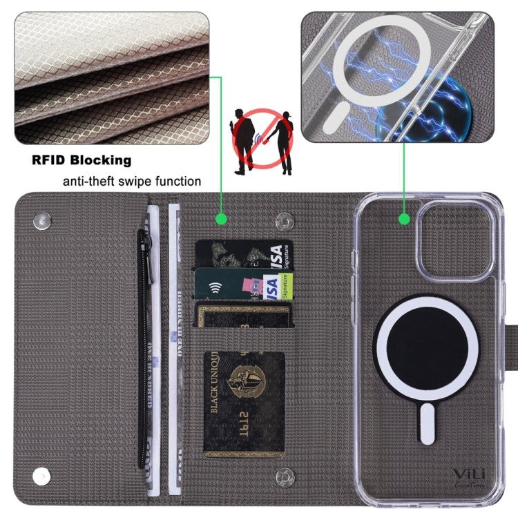 For Samsung Galaxy S24 Ultra 5G ViLi GHB-C Series RFID MagSafe Magnetic Flip Leather Phone Case(Grey)