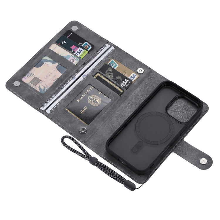 For iPhone 16 Pro ViLi GVA Series MagSafe Magnetic RFID Leather Phone Case(Grey) - iPhone 16 Pro Cases by ViLi | Online Shopping South Africa | PMC TechLife | Buy Now Pay Later Mobicred