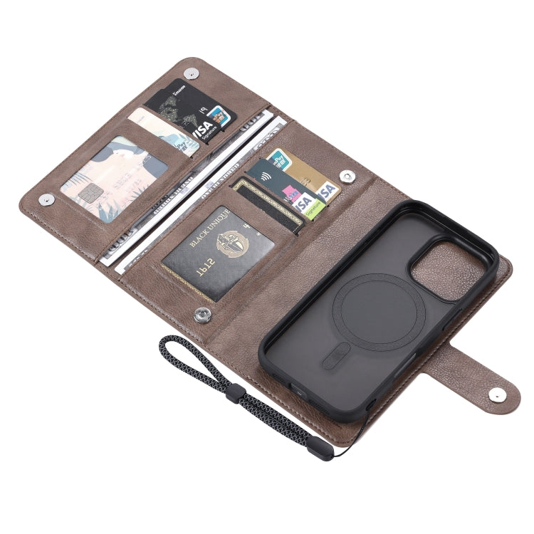 For iPhone 16 Pro ViLi GVA Series MagSafe Magnetic RFID Leather Phone Case(Coffee)