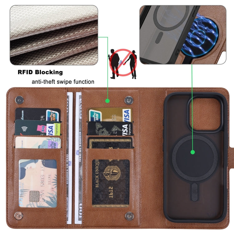 For iPhone 16 Pro ViLi GVA Series MagSafe Magnetic RFID Leather Phone Case(Brown)