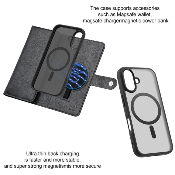 For iPhone 16 ViLi GVS Series MagSafe Magnetic RFID Leather Phone Case(Black)