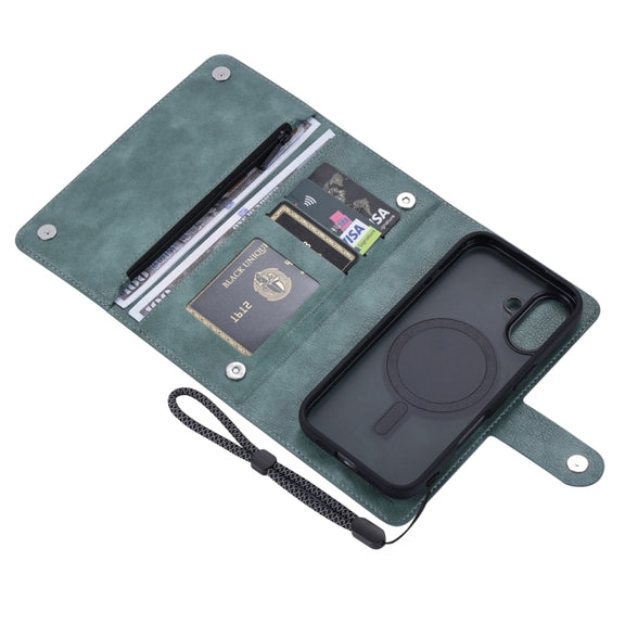 For iPhone 16 ViLi GVS Series MagSafe Magnetic RFID Leather Phone Case(Green)