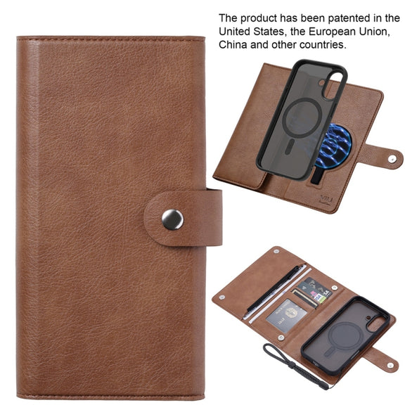 For iPhone 16 ViLi GVS Series MagSafe Magnetic RFID Leather Phone Case(Brown)