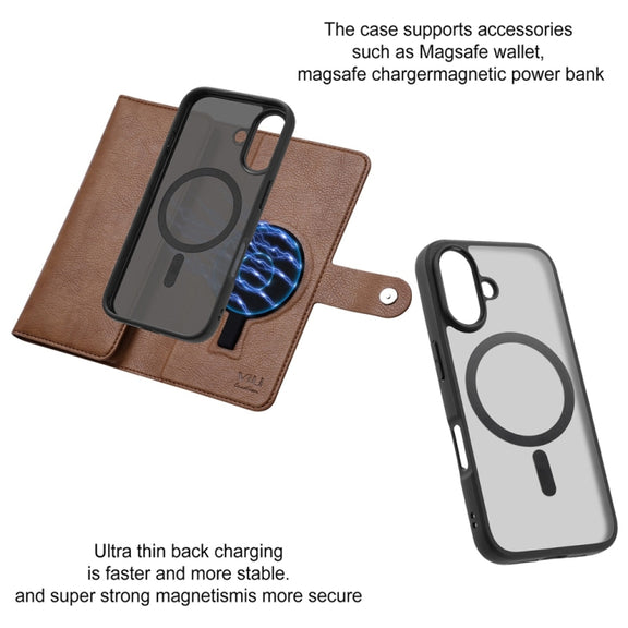 For iPhone 16 ViLi GVS Series MagSafe Magnetic RFID Leather Phone Case(Brown)