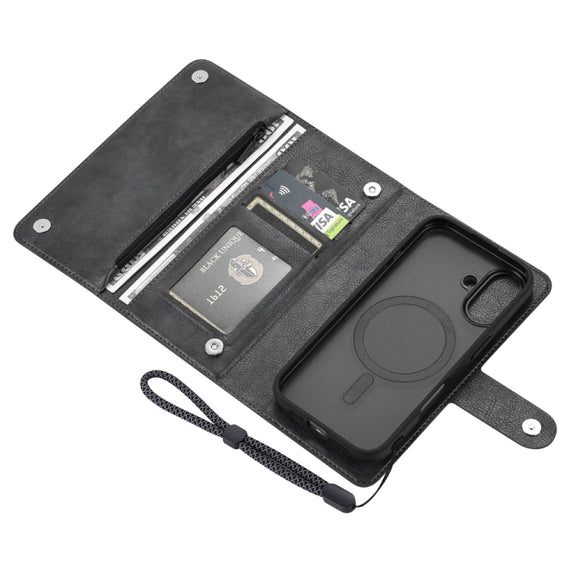 For iPhone 16 Plus ViLi GVS Series MagSafe Magnetic RFID Leather Phone Case(Black)