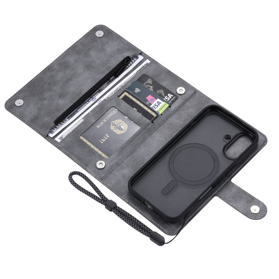 For iPhone 16 Plus ViLi GVS Series MagSafe Magnetic RFID Leather Phone Case(Grey)