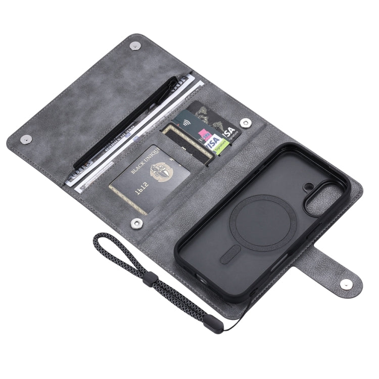 For iPhone 16 Plus ViLi GVS Series MagSafe Magnetic RFID Leather Phone Case(Grey)