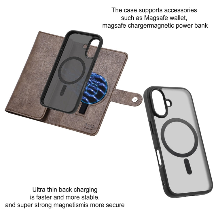 For iPhone 16 Plus ViLi GVS Series MagSafe Magnetic RFID Leather Phone Case(Coffee)
