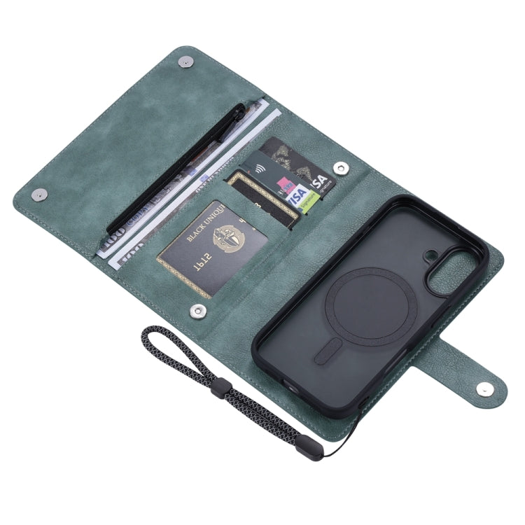 For iPhone 16 Plus ViLi GVS Series MagSafe Magnetic RFID Leather Phone Case(Green)