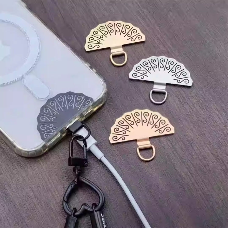 Fan-shaped Metal Mobile Phone Lanyard Fixing Gasket(Silver) - free shipping - PMC Jewellery - Order now!