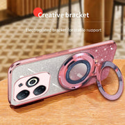 For Tecno Spark Go 2024 Plated Gradient Glitter Round Holder TPU Phone Case(Purple)