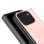 For Google Pixel 9 Pro Fold Black Frame PU Leather Full Coverage Phone Case(Pink)