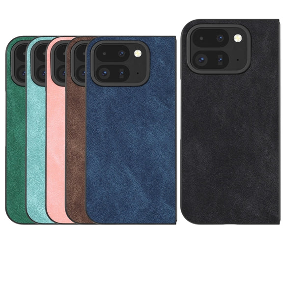 For Google Pixel 9 Pro Fold Black Frame PU Leather Full Coverage Phone Case(Pink)
