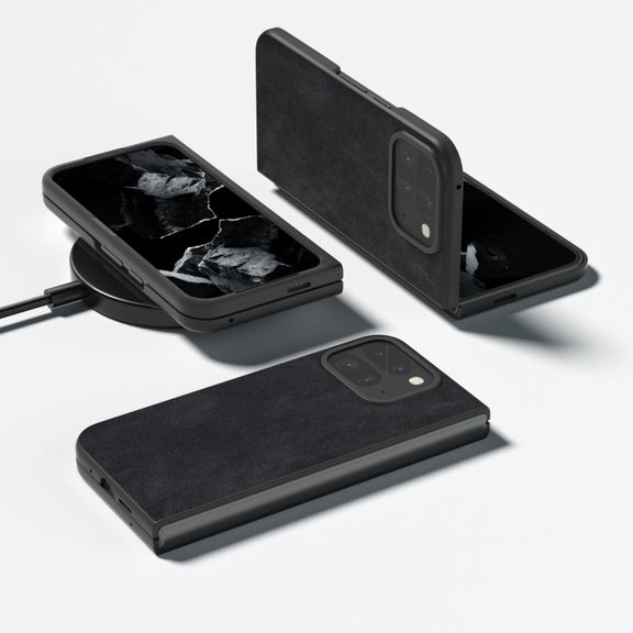 For Google Pixel 9 Pro Fold Black Frame PU Leather Full Coverage Phone Case(Black)