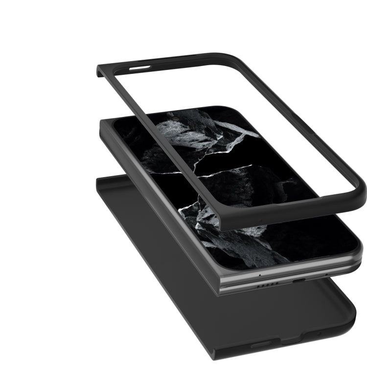 For Google Pixel 9 Pro Fold Black Frame PU Leather Full Coverage Phone Case(Black) - Google Cases by PMC TechLife | Online Shopping South Africa | PMC TechLife | Buy Now Pay Later Mobicred