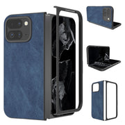 For Google Pixel 9 Pro Fold Black Frame PU Leather Full Coverage Phone Case(Blue)