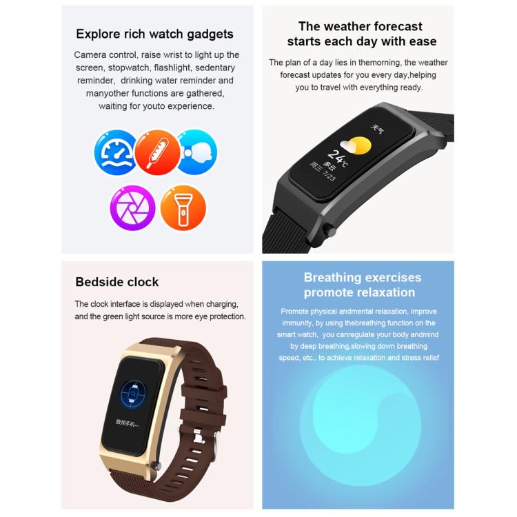 B7 Pro 1.5 inch 2 in 1 Bluetooth Earphone Silicone Strap Smart Watch, Support Heart Rate / Sleep Monitoring(Black)