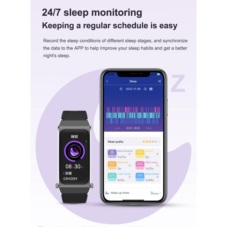 B7 Pro 1.5 inch 2 in 1 Bluetooth Earphone Silicone Strap Smart Watch, Support Heart Rate / Sleep Monitoring(Black)