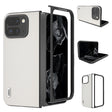 For Google Pixel 9 Pro Fold ABEEL Genuine Leather Elegant Black Edge Phone Case(White) - Google Cases by PMC TechLife | Online Shopping South Africa | PMC TechLife | Buy Now Pay Later Mobicred
