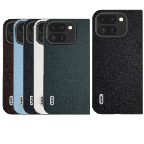 For Google Pixel 9 Pro Fold ABEEL Genuine Leather Elegant Black Edge Phone Case(Green)