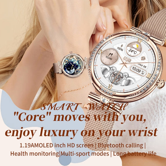 NX17 Pro 1.19 inch AMOLED Screen Steel Strap Smart Watch, Support Wellness Tracking / Bluetooth Call(Gold)