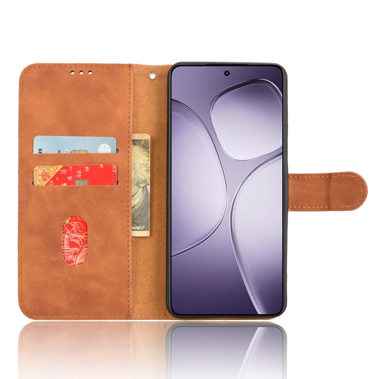 For Redmi K70 Ultra Skin Feel Magnetic Flip Leather Phone Case(Brown)