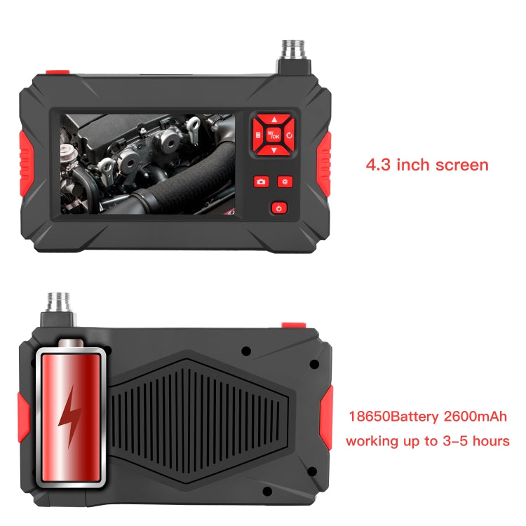 P30 8mm 1080P IP68 Water-resistant 4.3 inch Screen Dual Camera Digital Endoscope, Length:10m Hard Cable(Black)