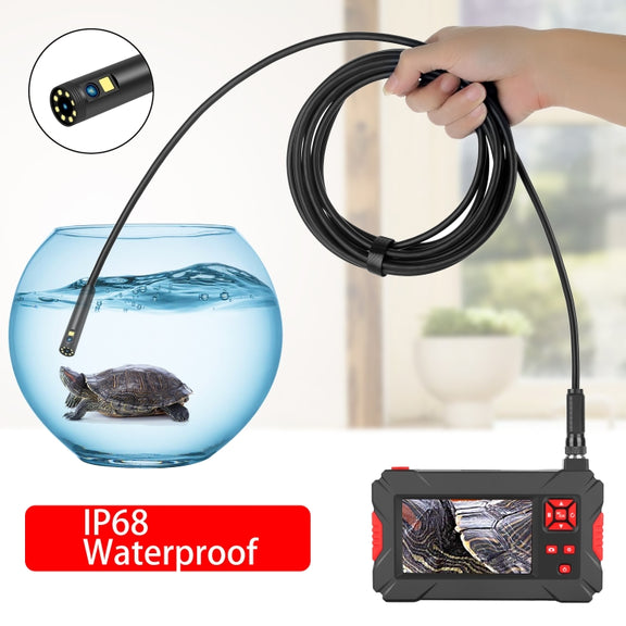 P30 8mm 1080P IP68 Water-resistant 4.3 inch Screen Dual Camera Digital Endoscope, Length:10m Hard Cable(Black)