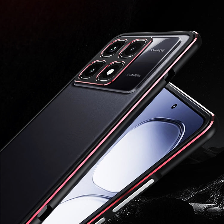 For Xiaomi Redmi K70 Ultra Aurora Series Lens Protector + Metal Frame Phone Case(Black Red)