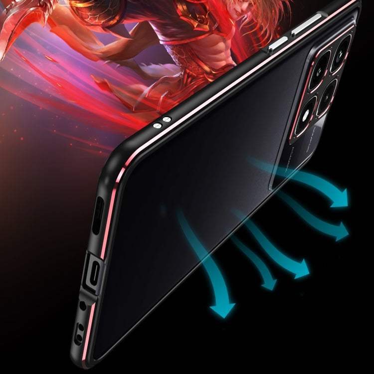 For Xiaomi Redmi K70 Ultra Aurora Series Lens Protector + Metal Frame Phone Case(Black Red)