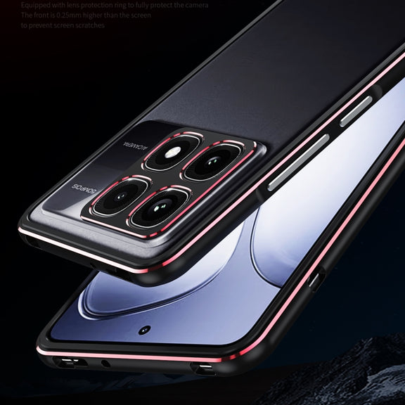 For Xiaomi Redmi K70 Ultra Aurora Series Lens Protector + Metal Frame Phone Case(Black Purple)