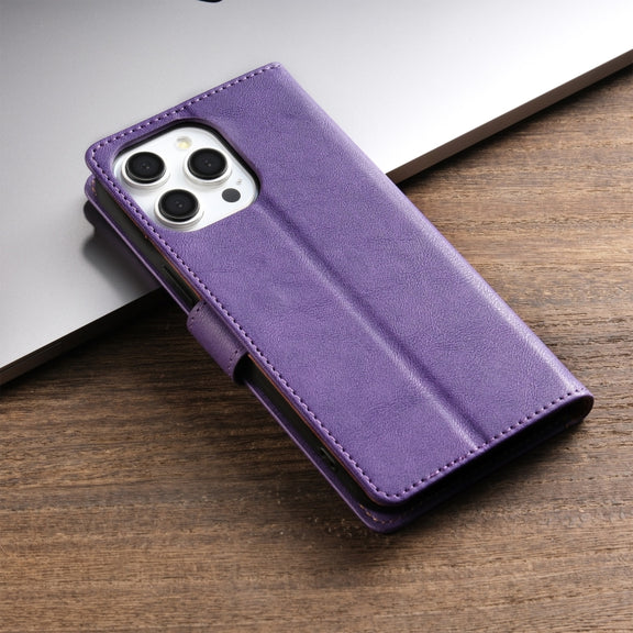 For iPhone 16 Pro Max N.BEKUS CSJ-P1 Solid Color Leather Phone Case(Purple)