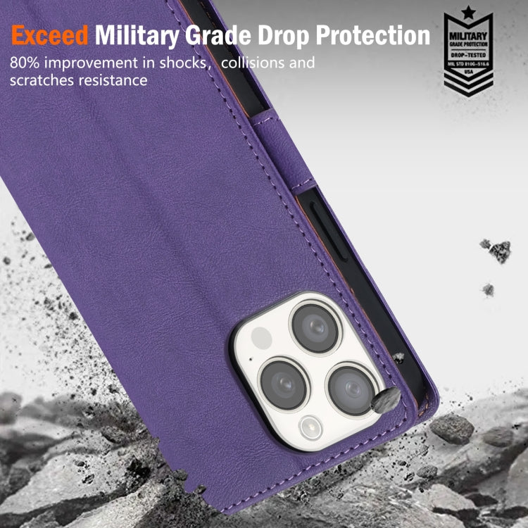 For iPhone 16 Pro N.BEKUS CSJ-P1 Solid Color Leather Phone Case(Purple)
