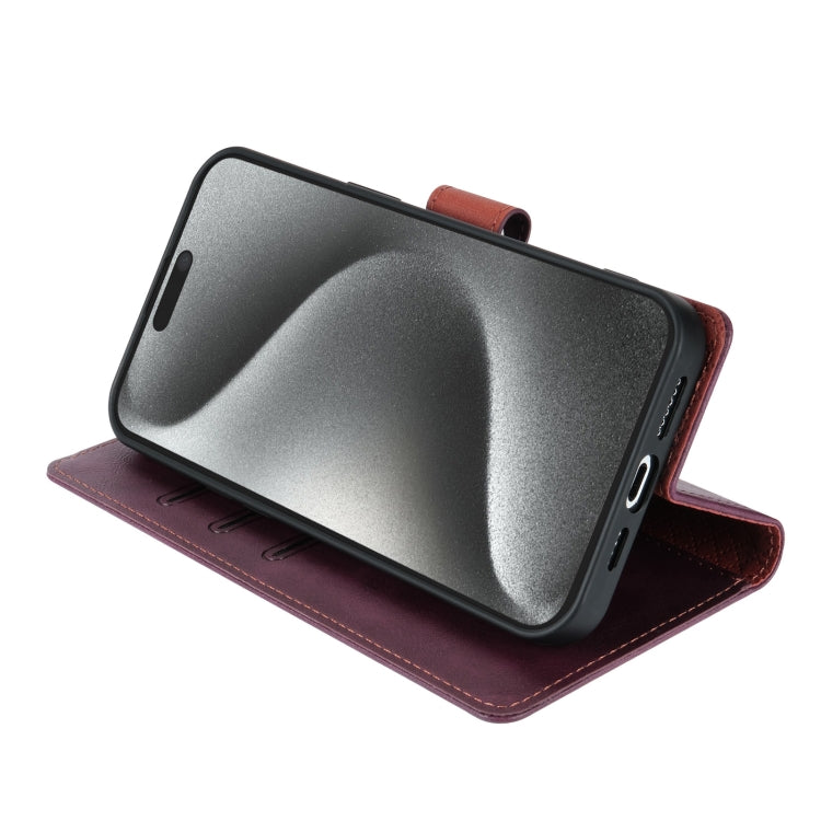 For iPhone 16e N.BEKUS CSJ-P1 Solid Color Leather Phone Case(Wine Red) - iPhone 16e Cases by N.BEKUS | Online Shopping South Africa | PMC TechLife | Buy Now Pay Later Mobicred