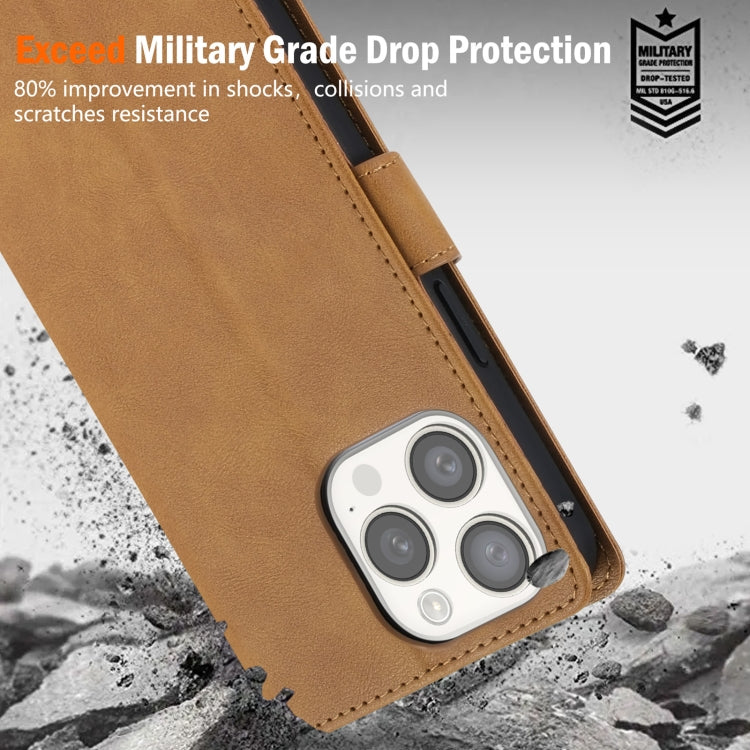 For iPhone 16e N.BEKUS CSJ-P1 Solid Color Leather Phone Case(Brown) - iPhone 16e Cases by N.BEKUS | Online Shopping South Africa | PMC TechLife | Buy Now Pay Later Mobicred