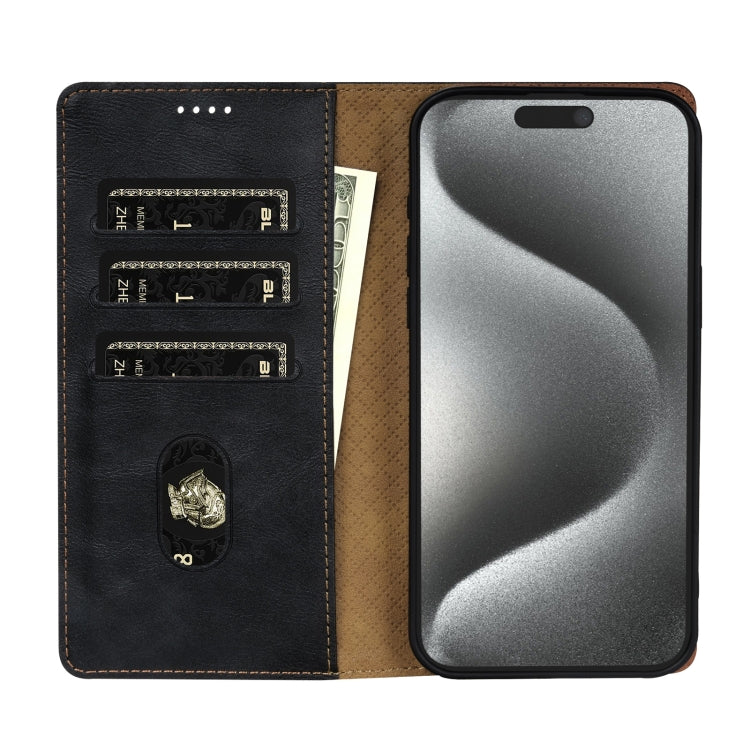 For iPhone 16e N.BEKUS CSJ-P1 Solid Color Leather Phone Case(Black) - iPhone 16e Cases by N.BEKUS | Online Shopping South Africa | PMC TechLife | Buy Now Pay Later Mobicred