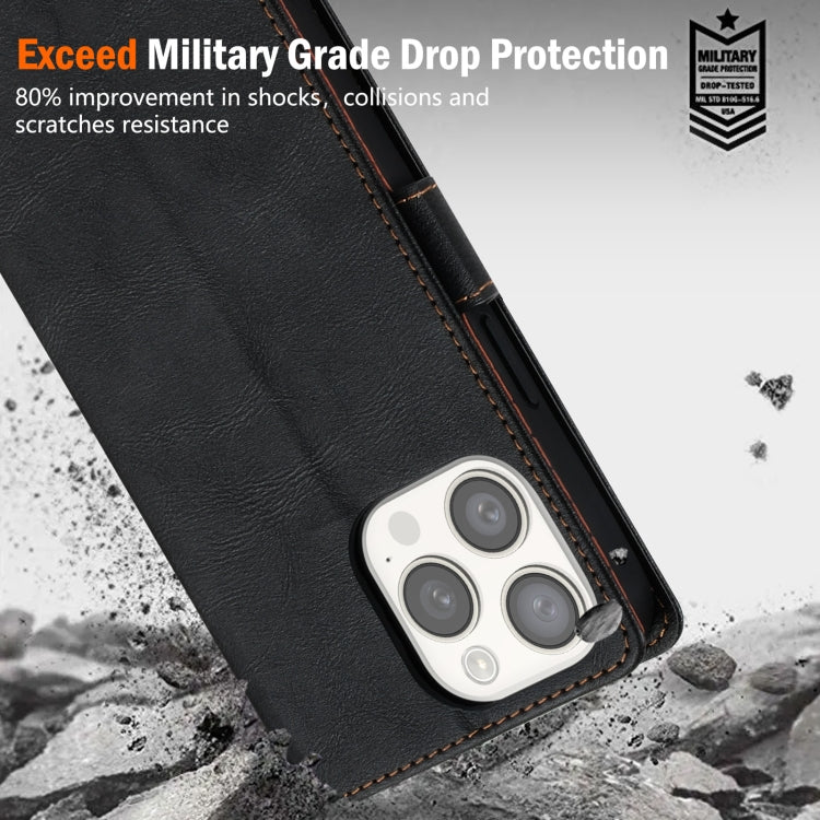 For iPhone 16e N.BEKUS CSJ-P1 Solid Color Leather Phone Case(Black) - iPhone 16e Cases by N.BEKUS | Online Shopping South Africa | PMC TechLife | Buy Now Pay Later Mobicred