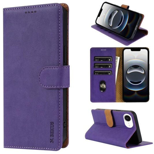 For iPhone 16e N.BEKUS CSJ-P1 Solid Color Leather Phone Case(Purple) - free shipping - PMC Jewellery - Order now!