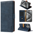 For iPhone 15 Pro Max N.BEKUS CSJ-P1 Solid Color Leather Phone Case(Blue) - iPhone 15 Pro Max Cases by N.BEKUS | Online Shopping South Africa | PMC TechLife | Buy Now Pay Later Mobicred