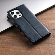 For iPhone 15 Pro Max N.BEKUS CSJ-P1 Solid Color Leather Phone Case(Blue)