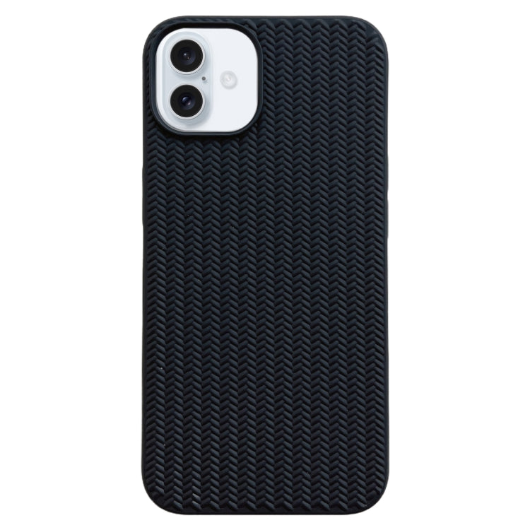 For iPhone 16 Weave Texture TPU Phone Case(Black) - iPhone 16 Cases by PMC TechLife | Online Shopping South Africa | PMC TechLife | Buy Now Pay Later Mobicred