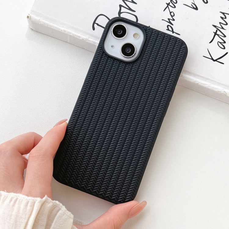 For iPhone 16 Weave Texture TPU Phone Case(Black) - iPhone 16 Cases by PMC TechLife | Online Shopping South Africa | PMC TechLife | Buy Now Pay Later Mobicred