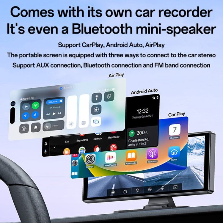 Yesido KM19 10.26 inch Center Console CarPlay Portable Car Video Navigation with Driving Recorder(Black) - free shipping - PMC Jewellery - Order now!