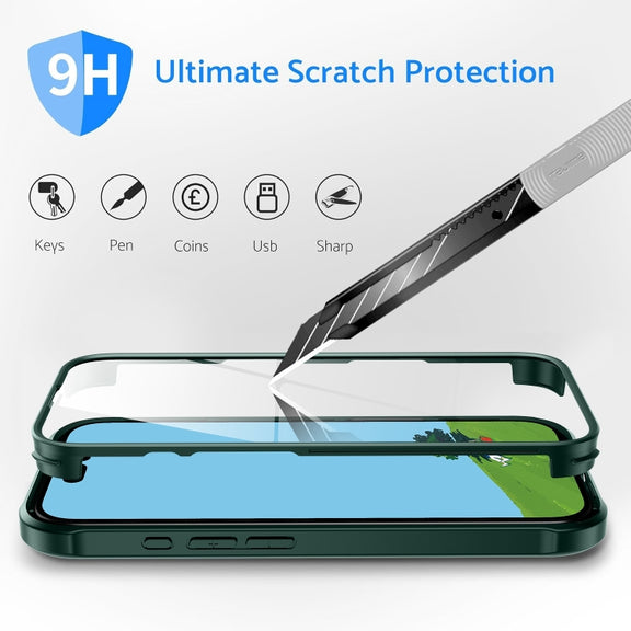 For iPhone 16 Pro Double-sided Plastic Glass Phone Protective Case(Dark Green)
