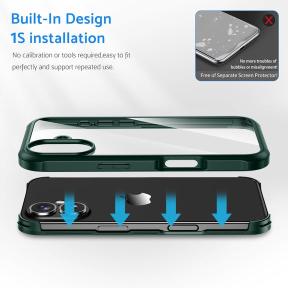 For iPhone 16 Double-sided Plastic Glass Phone Protective Case(Black)