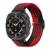 For Samsung Galaxy Watch Ultra 47mm Slide Buckle Nylon Braided Watch Band(Red Black)