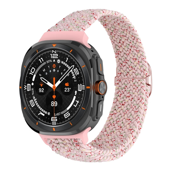 For Samsung Galaxy Watch Ultra 47mm Slide Buckle Nylon Braided Watch Band(Starlight Pink)